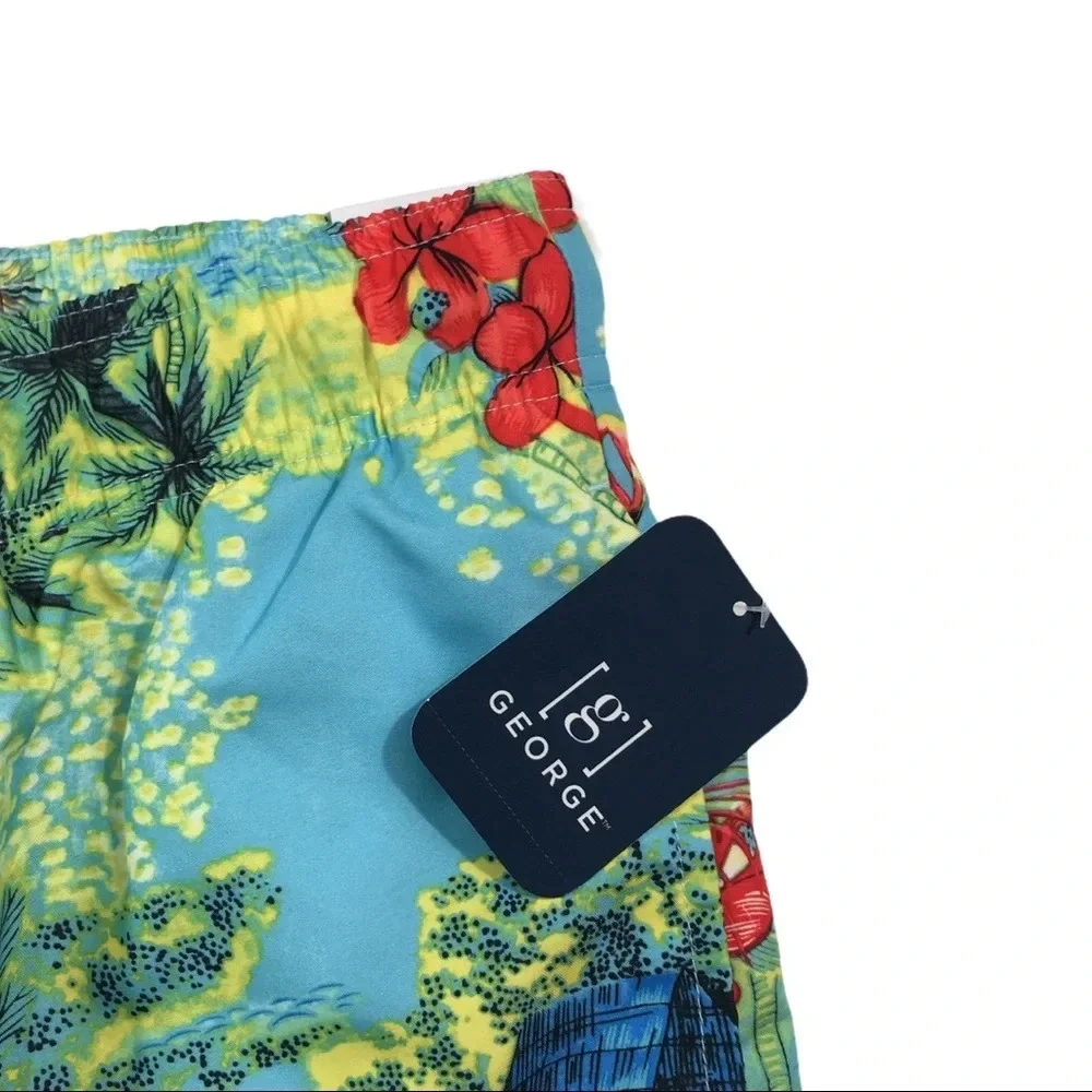 SH236 NWT George Floral Flamingo Swim Trunks XL